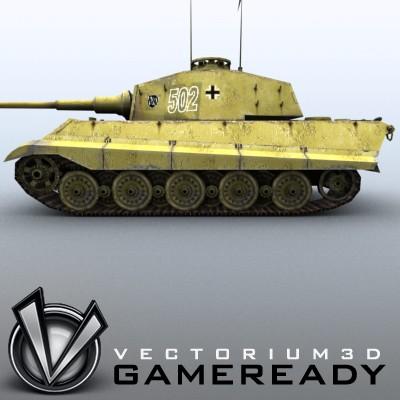 3D Model of Game Ready Low Poly King Tiger model - 3D Render 3
